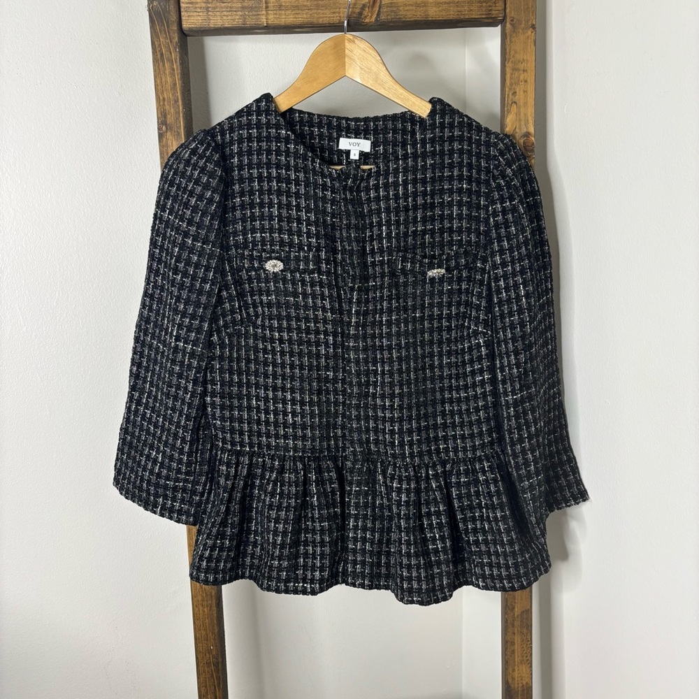 VOY Chic Black Tweed Women's Jacket S